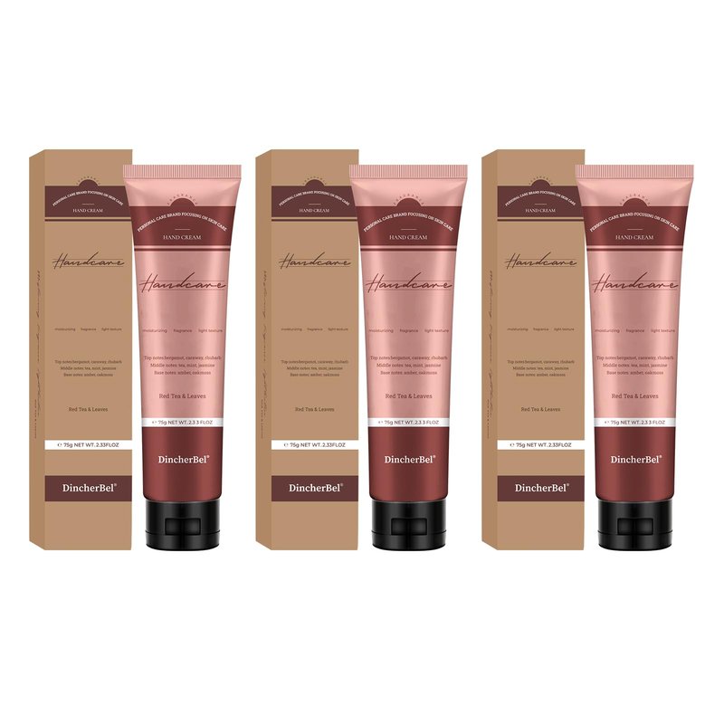 DincherBel 3 Pack Advanced Fragrance Hand Cream for Women and Girls, Deeply Moisturizing Hand Lotion for Dry Cracked Hands Non-greasy, Red Tea & Leaves Hand Cream Gift Set, 2.33oz