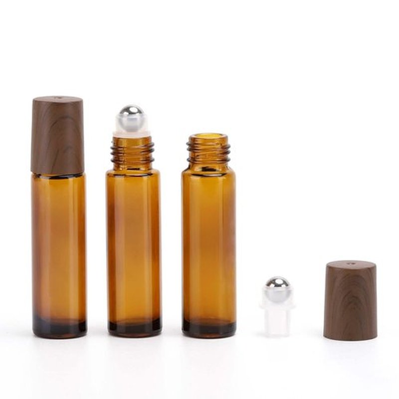 Tbestmax 12 Pack Glass Essential Oil Roller Bottles with Stainless Steel Ball, 10ml Amber Roll on Perfume Bottles with Lids for Travel