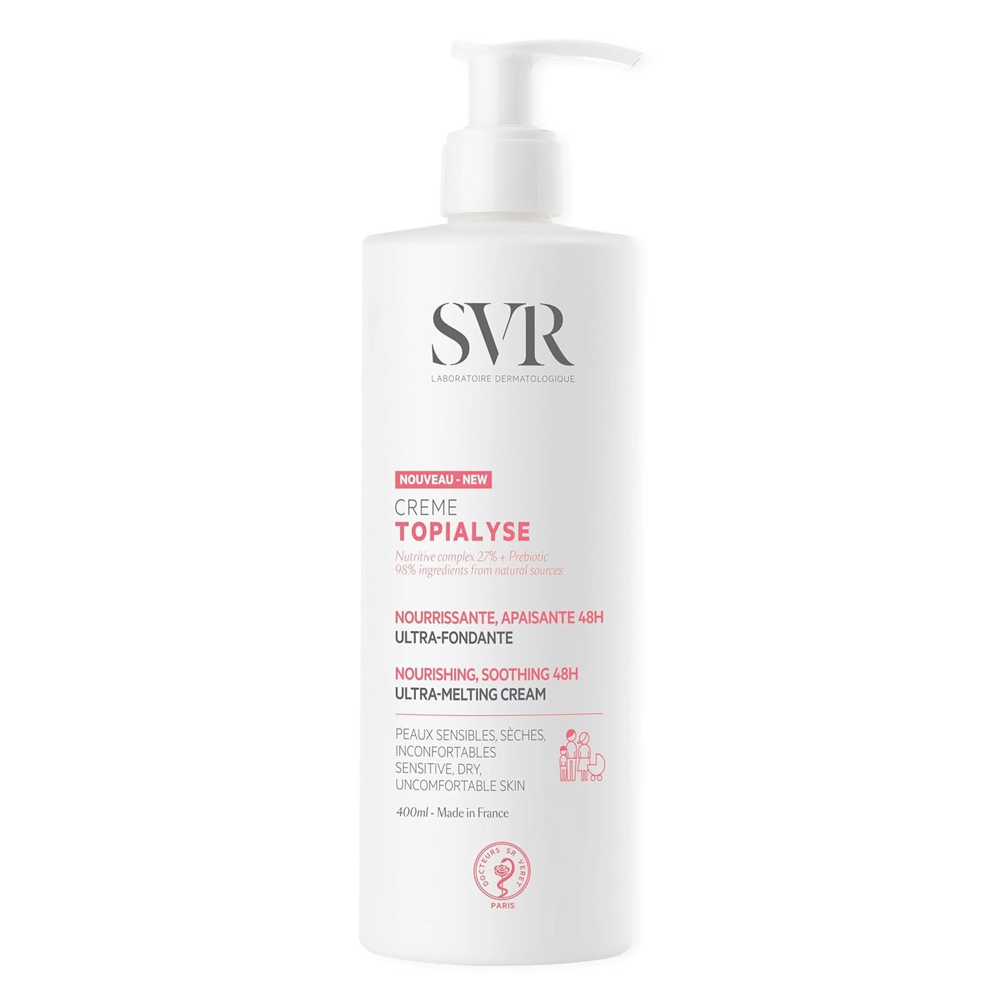SVR Topialyse Cream - Nourishing & Soothing Face & Body Cream for Dry Sensitive Skin - Moisturizer for Babies (Except Premature), Kids and Adults - Intense Hydration with Shea Butter