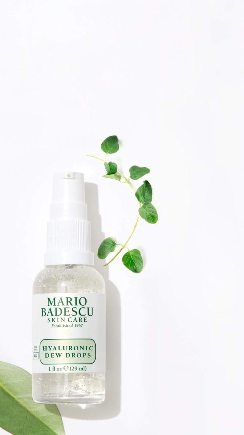 Mario Badescu Hyaluronic Dew Drops for All Skin Types – Hydrating Gel-Serum Hybrid with Sodium Hyaluronate, Niacinamide & Botanical Extracts for a Dewy, Glass-Like Glow – 1 Fl Oz