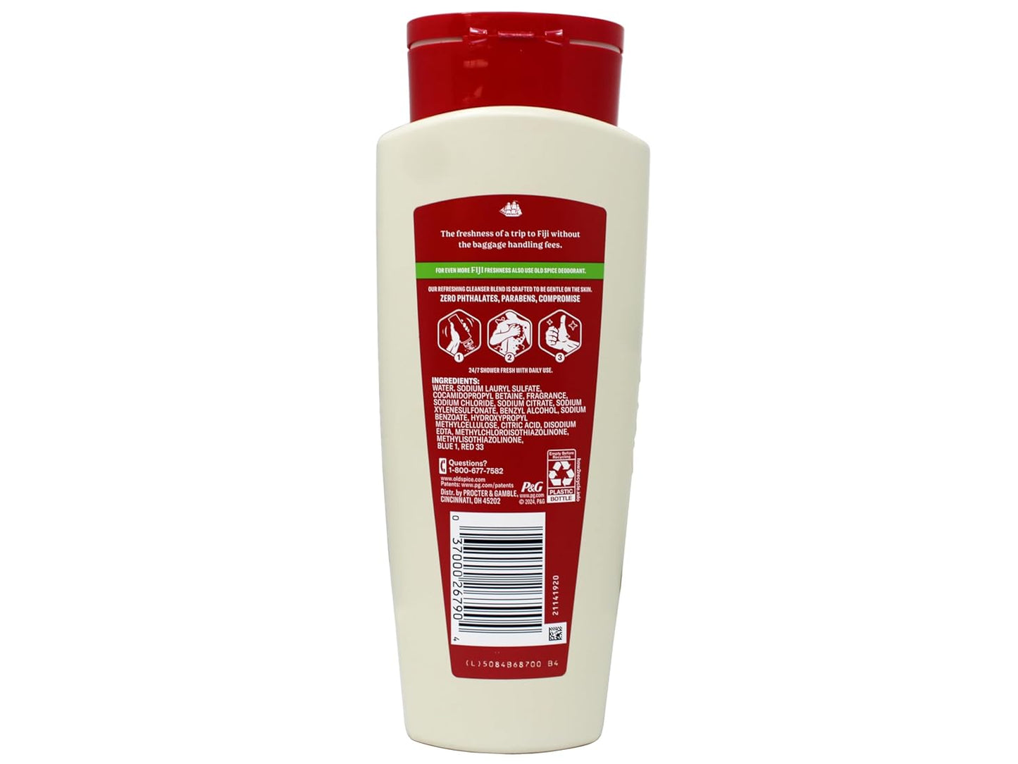 Old Spice Fresher Collection Fiji Scent Men's Body Wash 16 Oz (Pack of 3)