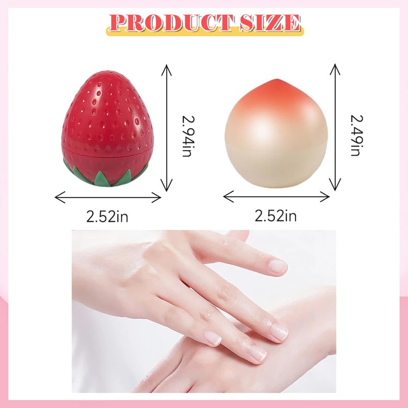2 Pack Hand Cream for Dry Cracked Hands, Birthday Gifts for Women, Bridesmaid Gifts, Thank You Gifts, Teacher Gifts, Nurse Gifts, Lightweight & Hydrating Hand Lotion Moisturizer (Strawberry & Peach)