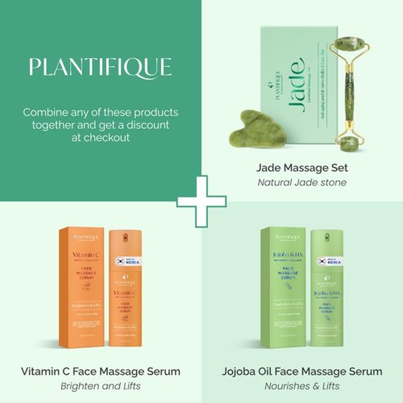PLANTIFIQUE Jade Roller for Face and Gua Sha Facial Tools - Includes Real Jade Roller and Gua Sha Set - Certified Face Roller and GuaSha for Your Skin Care Routine