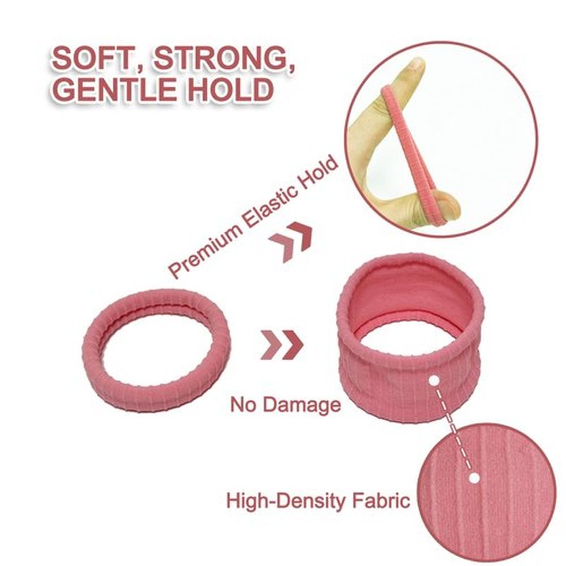 Jseng 10Packs Seamless Hair Ties for Women - No Damage Elastic Ponytail Holders Hair Accessories for Thick Curly Hair - Pastel Pink
