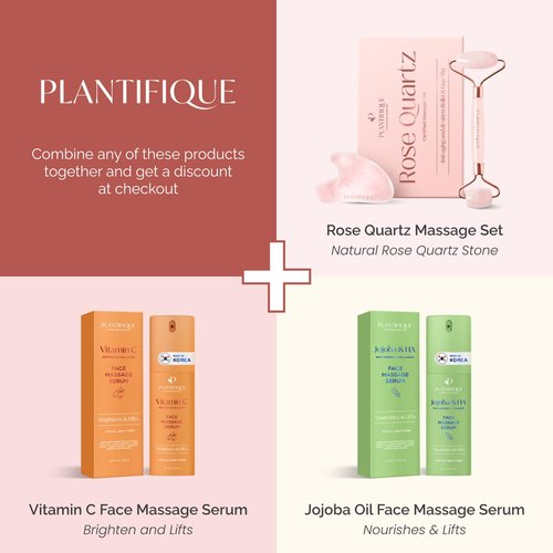 PLANTIFIQUE Face Roller and Gua Sha Rose Quartz Certified - Face Scuplting Tool - Guasha Tool for Face - Jawline Shaper - Face Rollers for Women - Your Skin Care Routine