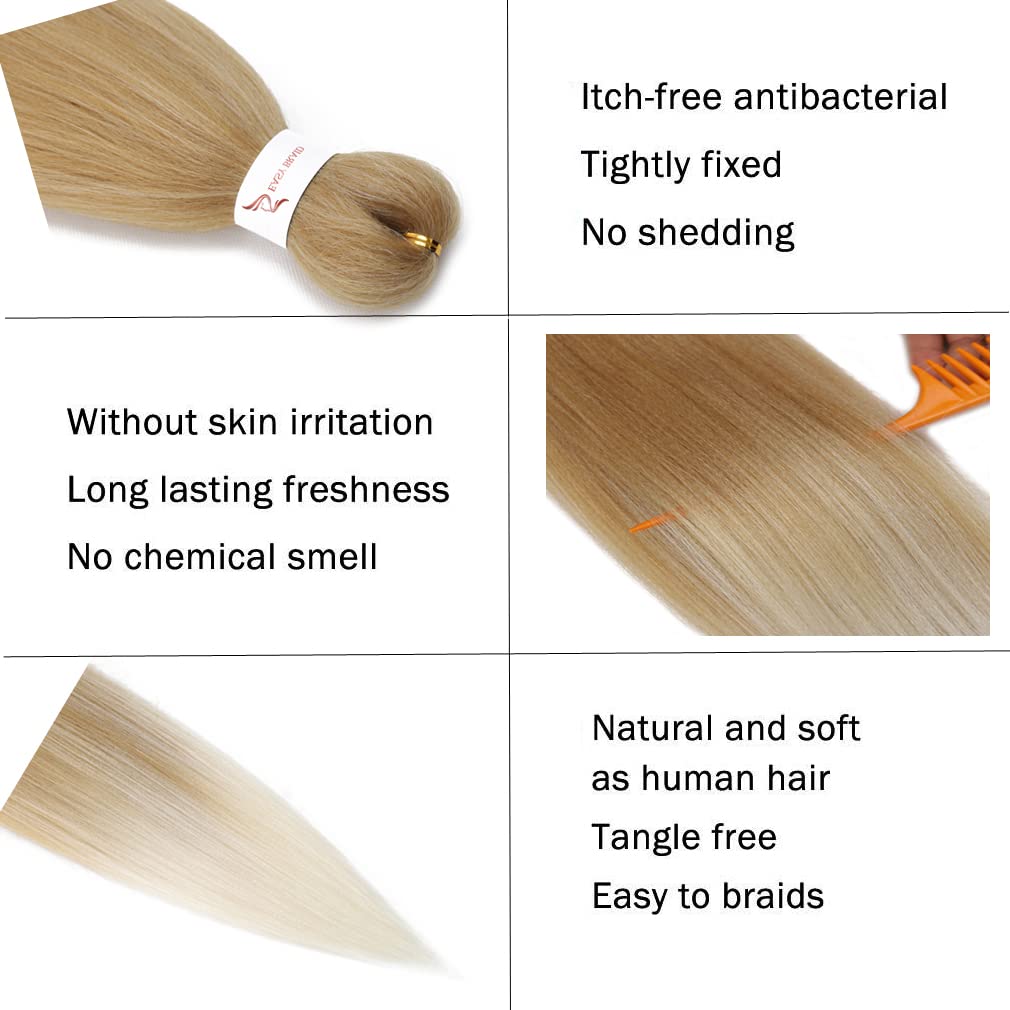 Pre stretched Braiding Hair 30 Inch 8 Packs Professional Hair Extensions Synthetic Braid Hair Crochet Braids Soft Yaki Texture Hot Water Setting(30",mixed blond & beige)