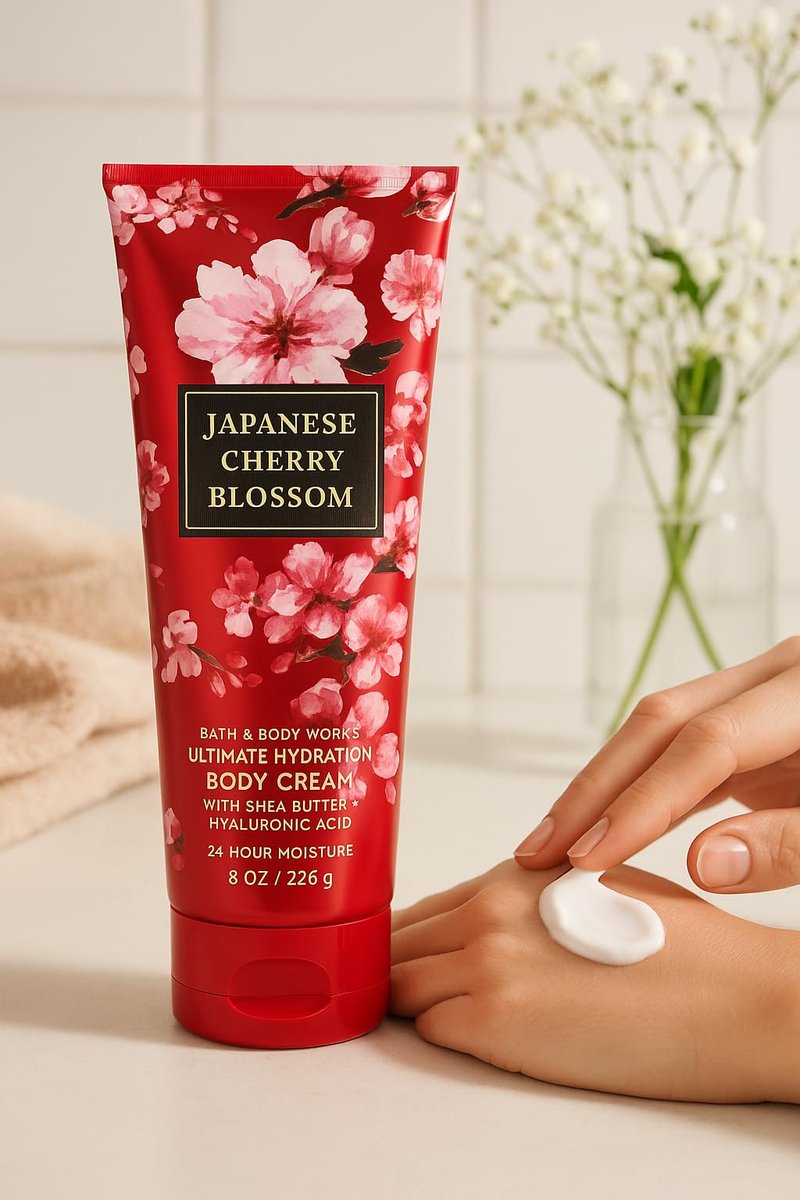 Bath & Body Works Japanese Cherry Blossom Ultimate Hydration Body Cream, 8 oz / 226 g – Aloe, Shea Butter, Cocoa Butter, 24-Hour Moisture