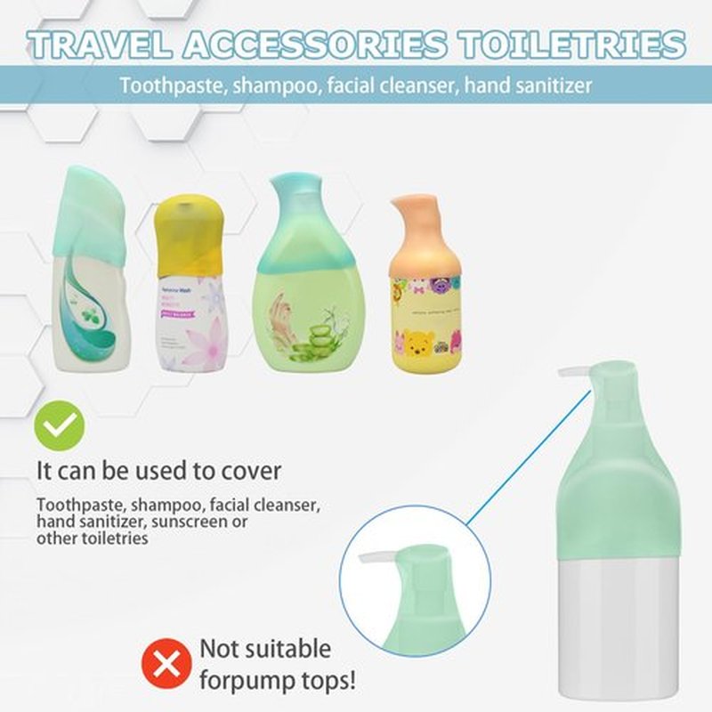 4 Pack Silicone Bottle Covers, Travel Essentials for Women Men, Travel Size Toiletries, Cruise Ship Essentials, Accessories Luggage, Travel Must Haves, Elastic Sleeves for Leak Proofing