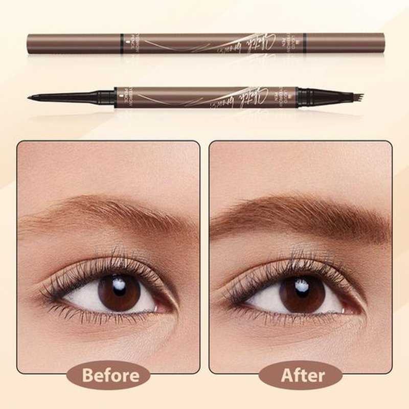 2 in 1 Eyebrow Pencil, 2024 Upgrade Magic Eyebrow Tattoo Pencil 4 Fork Tip, Waterproof Eyebrow Pen Microblading Eyebrow Pencil Natural Fine Stroke Eyebrow Pen (Dark Brown)