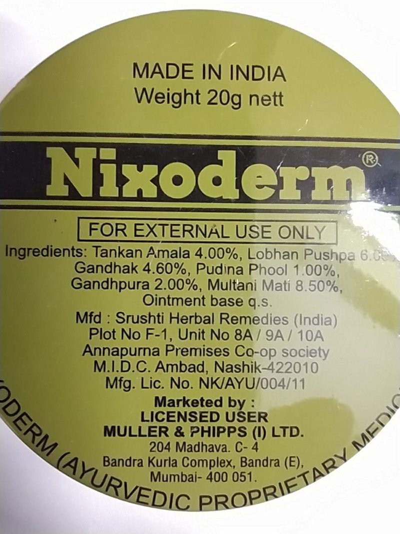 Nixoderm for Skin Problems Cream 20g Ayurvedic Ointment Cream Pack of (2)