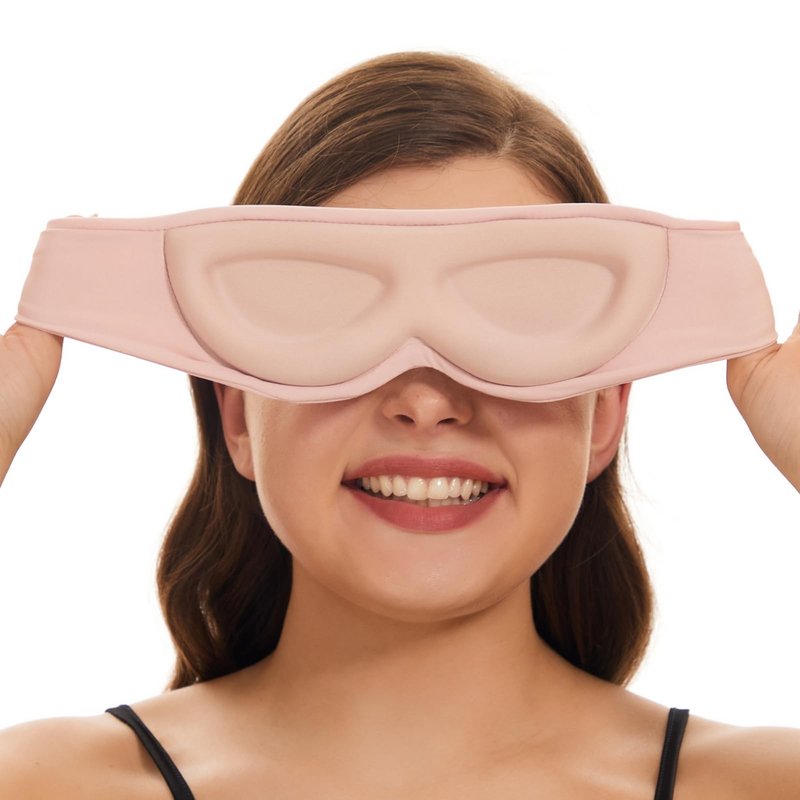 ALASKA BEAR Sleep Mask for Side Sleepers Patented Design, Cup-Shaped and Extra-Soft, 100 Blackout Eye Mask Shades Cover for Men and Women Home or Travel, Machine Washable, Pink