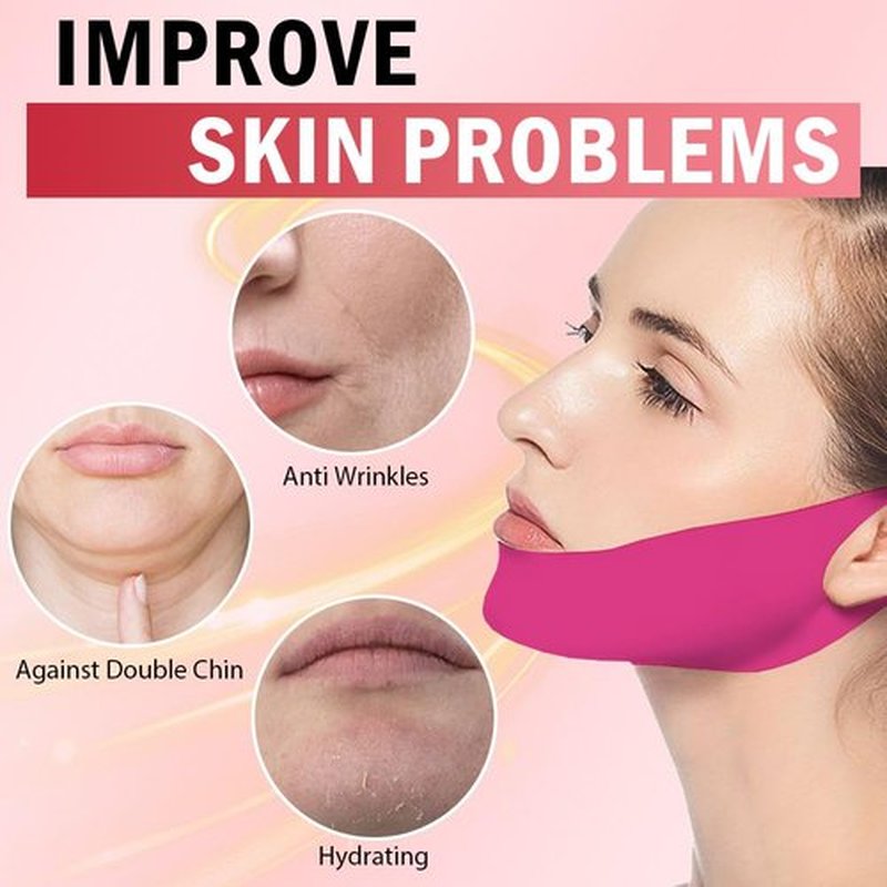 Kaely NEW 6Pcs Red V Line Lifting Mask,V Line Chin Strap,V Shaped Contouring Face Mask with Collagen,Hydrating Anti-aging,Small Size
