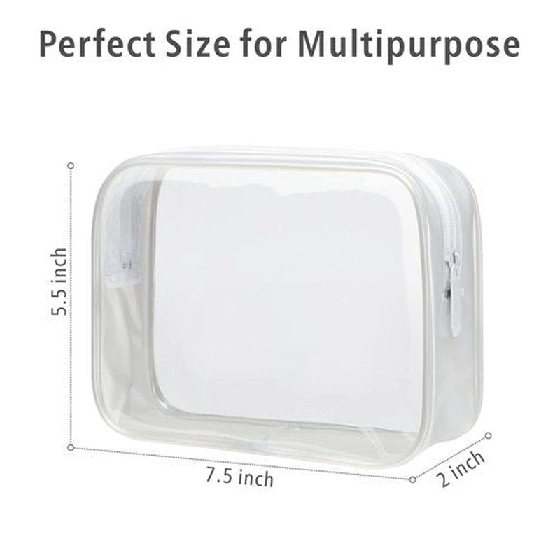 PACKISM Clear Toiletry Bag - 3 Pack TSA Approved Toiletry Bag Quart Size Bag, Travel Makeup Cosmetic Bag for Women, Carry on Airport Airline Compliant Bag, White