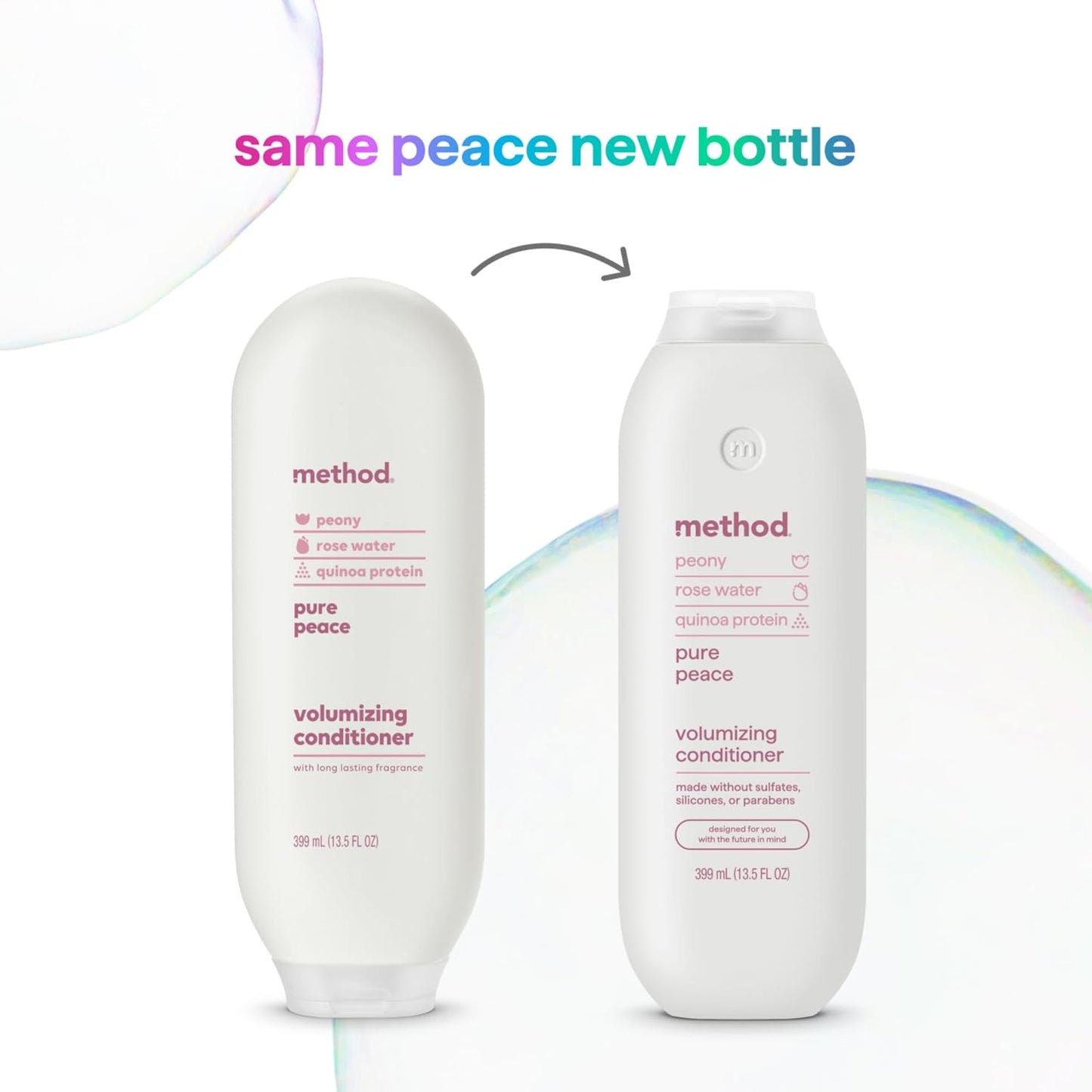 Method Volumizing Shampoo, Pure Peace with Rose, Peony, and Pink Sea Salt Scent Notes, Paraben and Sulfate Free, 14 oz (Pack of 3)