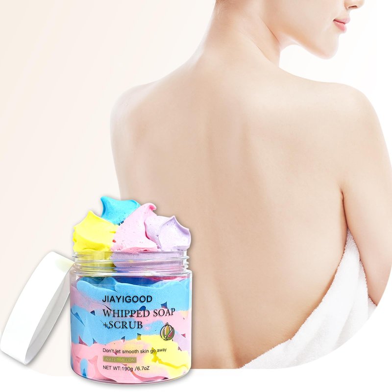 Cream Whipped Scrub Soap Bar - Exfoliating & Moisturizing Body Scrub with Whipped Cream Design, 4.6oz - Gently Exfoliates, Brightens & Deeply Cleanses for Soft, Smooth Skin