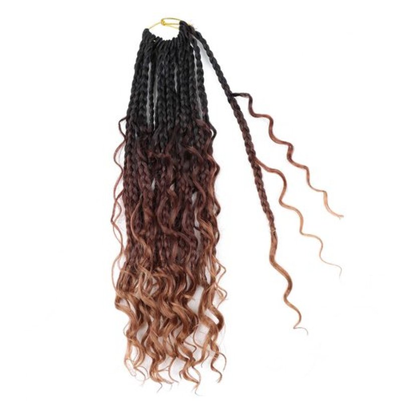 Boho Box Braids Crochet Hair 14 Inch Goddess Box Braids Crochet Hair 1b/33/30 Bohemian Box Braids Crochet Hair Synthetic Braiding Hair 8 Packs Crochet Box Braids Crochet Hair for Black Women