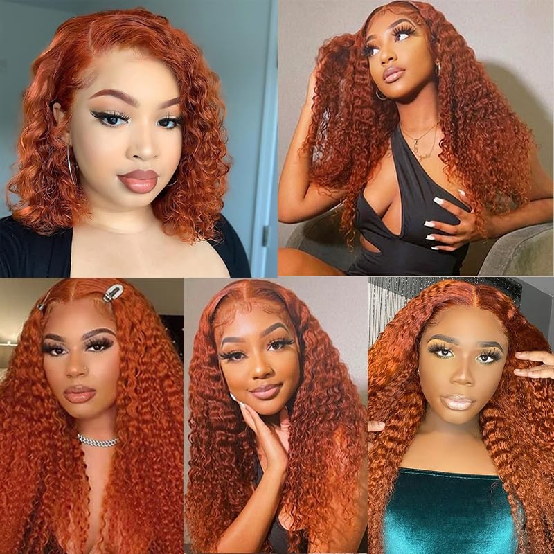 #350 Deep Wave Bundles Ginger Human Hair Bundles Orange Deep Wave Bundles 20 20 20 Inch Same Length 3 Bundles Double Weft Ginger Hair Weave