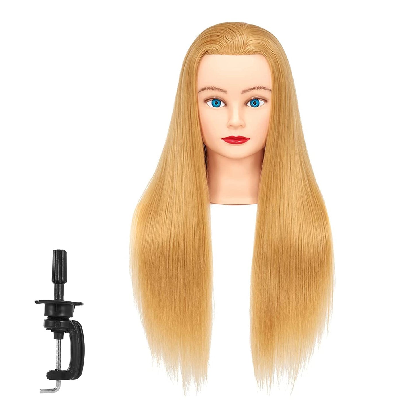 Training Head 26"-28" Mannequin Head Hair Styling Manikin Cosmetology Doll Head Synthetic Fiber Hair Hairdressing Training Model Free Clamp (1711W2720)