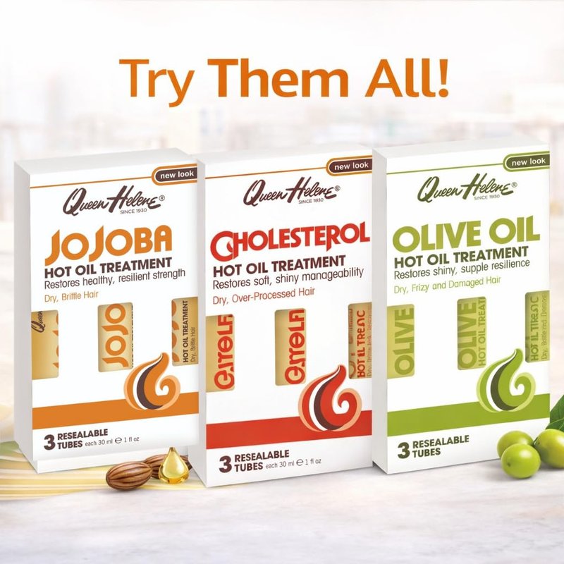 Queen Helene Cholesterol Hot Oil Treatment in Resealable Tubes, 3-1 fl oz (29.57 ml) tubes