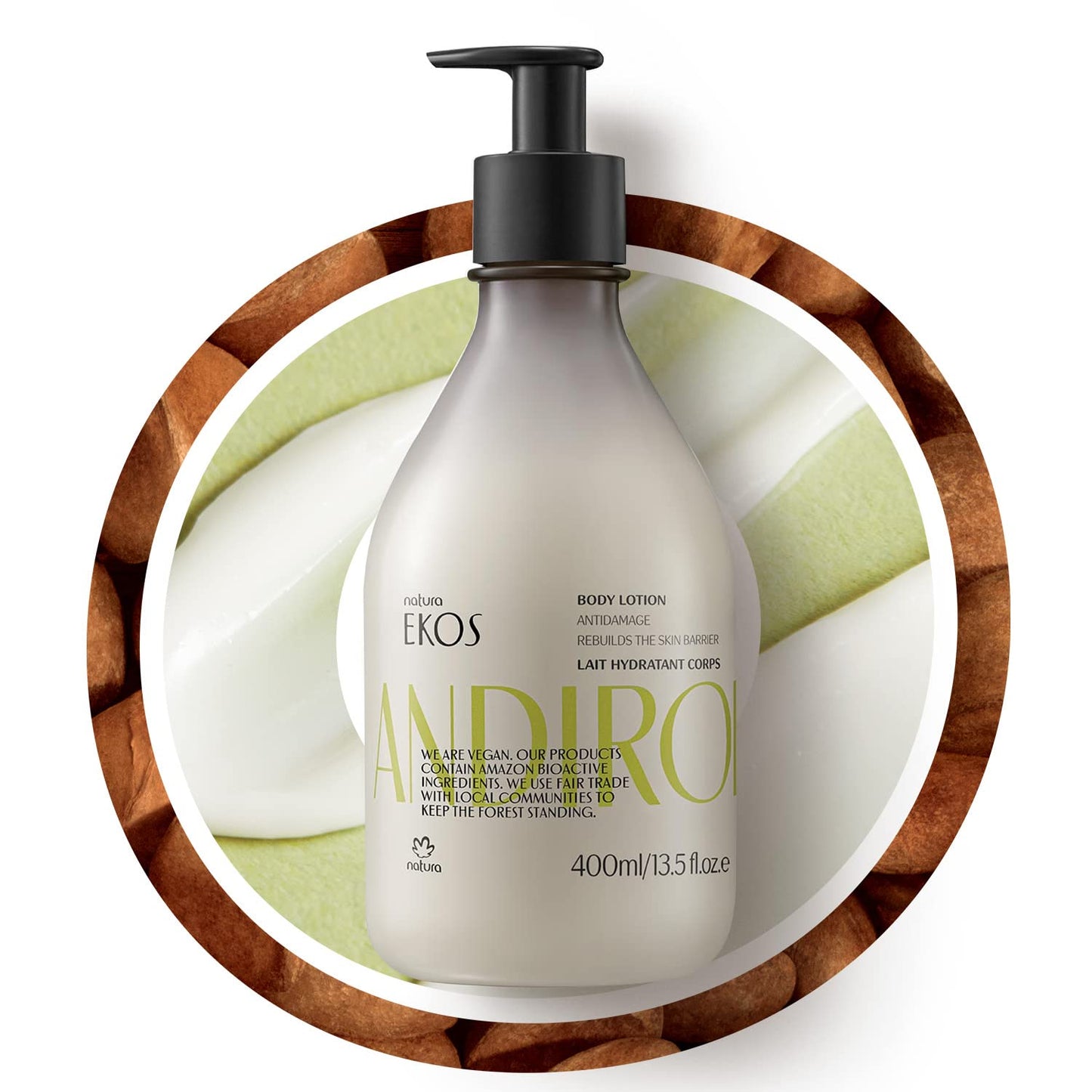 natura - Ekos Castanha (Brazil Nut) Renourishing Body Lotion - Anti-Dryness - Deep Skin Hydration Moisturizer - Vegan Skin Care - Brazilian Beauty Secrets - Self Care & Body Care - 13.5 fl oz (400ml)