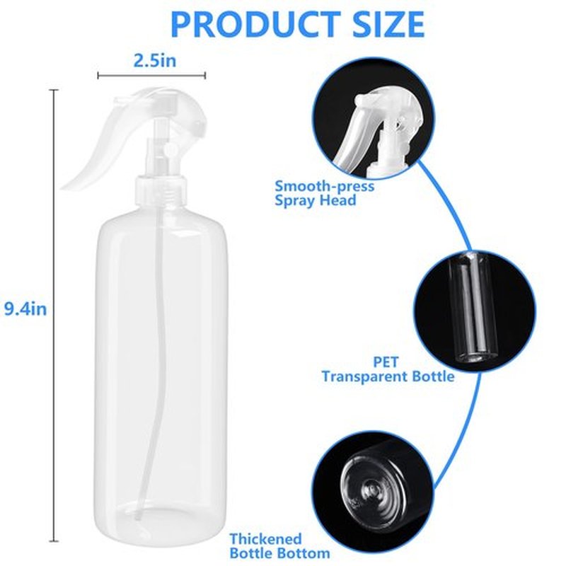 DTDNZKN 2 Pack 16.9 Oz (500ml) Spray Bottles for Hair, Plants, Cleaning, Cooking, BBQ, Cats - Fine Mist, Refillable, Reusable