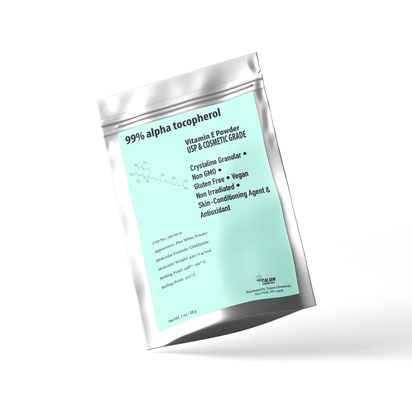 Talsen Chemicals Alpha Tocopheryl Acetate Vitamin E Powder for Skin Care DIY Cosmetic Grade 700 IU Acetate Powder (4 Ounce / 113 Gram)