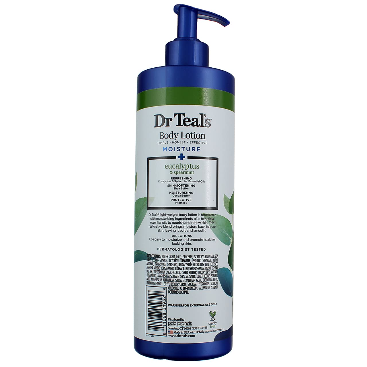 Dr Teal's Body Lotion - Moisture Plus - Rejuvenating Eucalyptus & Spearmint Essential Oils, 18 Fl Oz 2-Pack (36 Fl Oz)