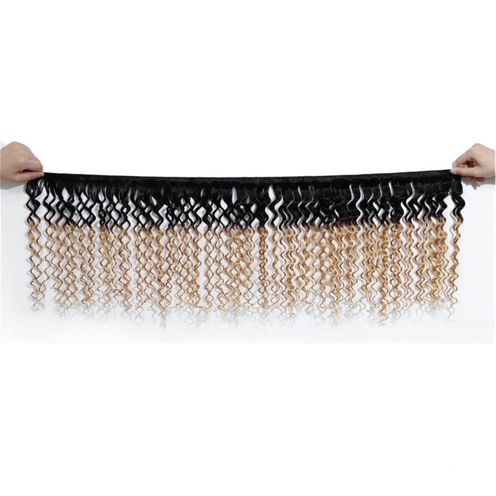 Ombre Human Hair Bundles Honey Blonde Water Wave Bundles 8A Grade Unprocessed Brazilian Virgin Remy Hair 1 Bundle 26 Inch Blonde Ocean Wave Bundles Hair Extensions