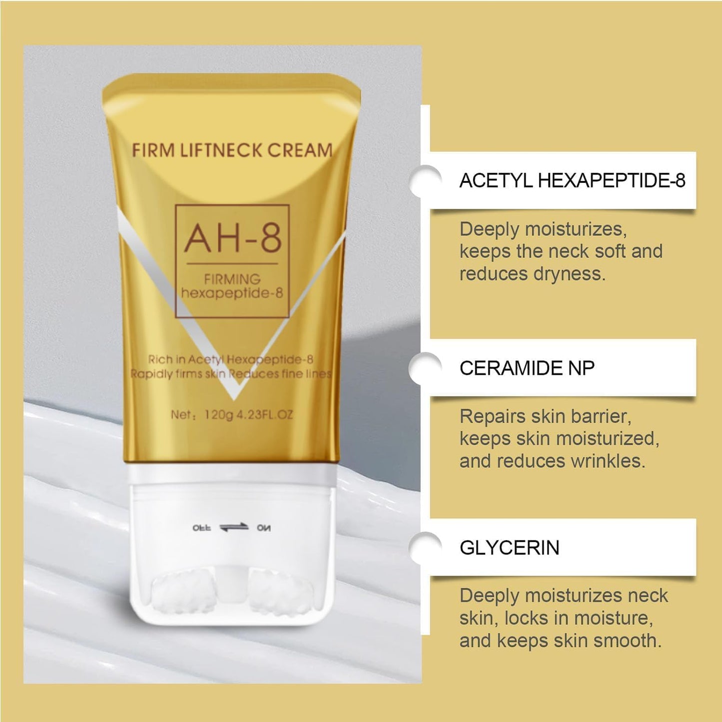 Alhgpua AH-8 Firming Neck Cream for Crepey Skin Body Care Comfort, Moisturizing, Contains Hexapeptide, Tightening Lotions Cosmetic Skin Care Skin Repair for Both Men and Women
