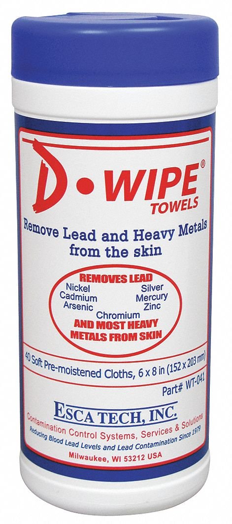 ESCA TECH INC D-Lead Lead Remover Wipes, 40 Count, Canister