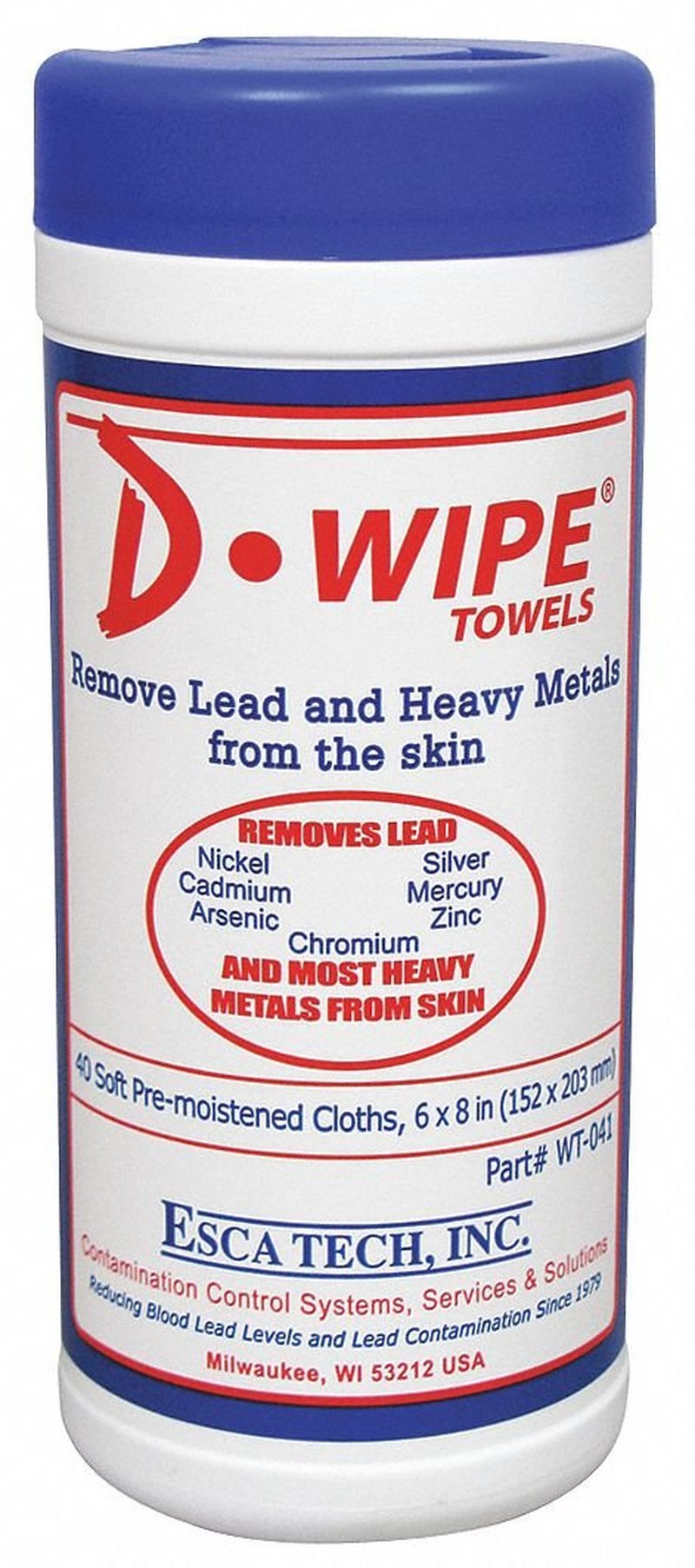 ESCA TECH INC D-Lead Lead Remover Wipes, 40 Count, Canister
