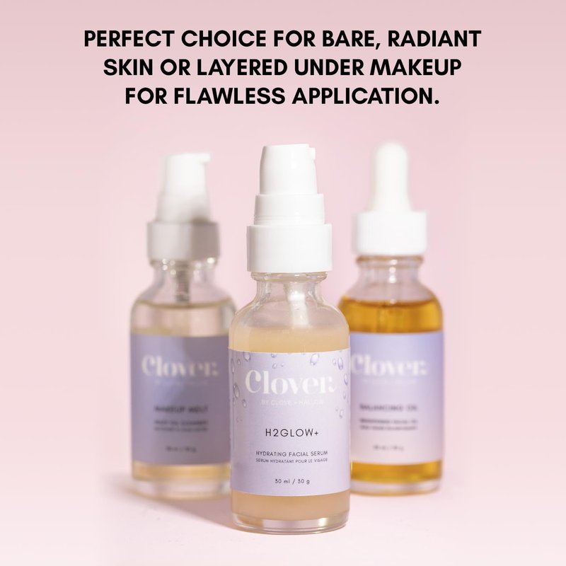 Clover H2Glow+ Hydrating Antioxidant Serum | Deep Moisturizing Anti-Aging Facial Serum | Hydrate Layers of Dry Skin, Plump, and Smooth Fine Lines | Cruelty-Free & Vegan - 1 oz (30 ml)