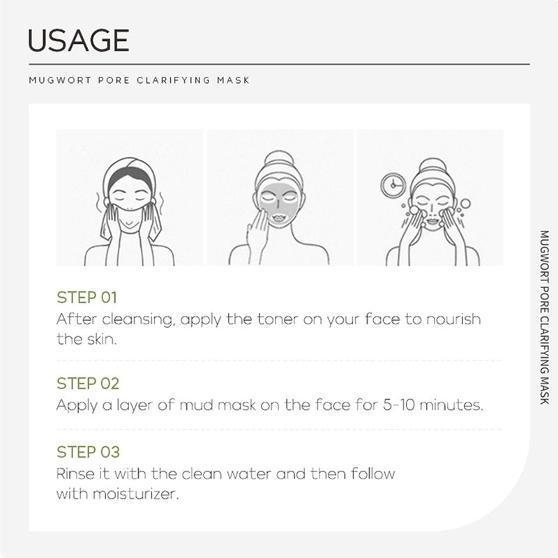 DLZZRS Mugwort Pore Clarifying Mask, Face Exfoliator Targets Clogged Pores, Whitehead & Blackhead Remover, Pore Refreshing Mask Mud Cream Hydrating Wash Off Pack, Pore Cleansing Exfoliator, 3.52 fl.oz