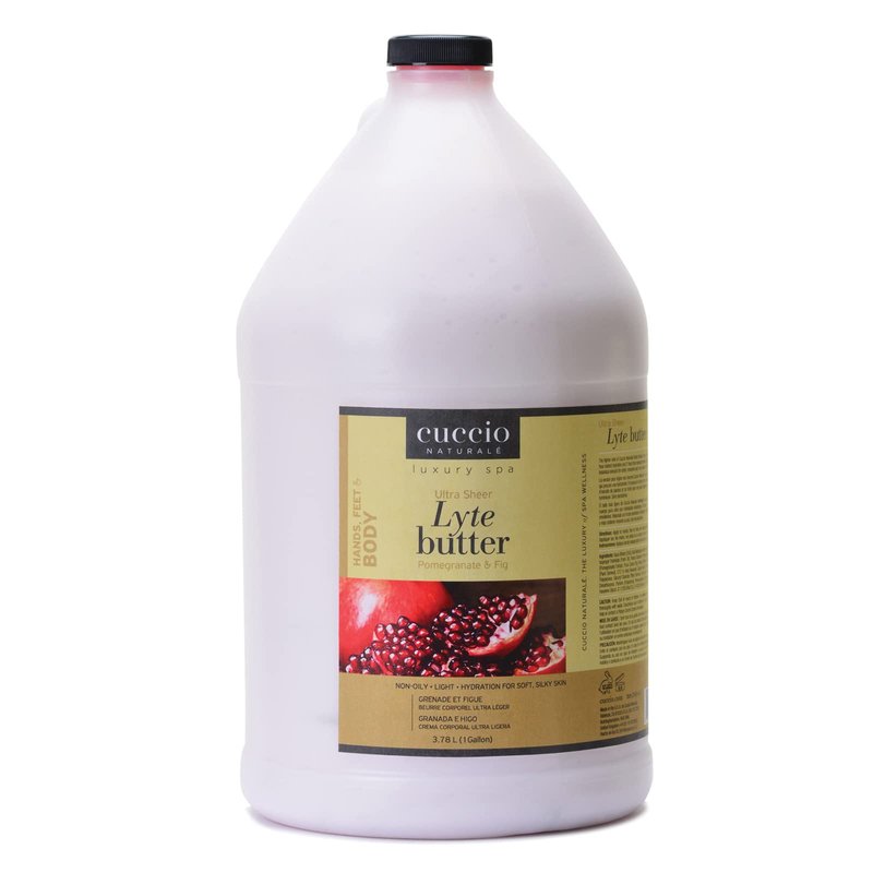 Cuccio Naturale Lyte Ultra-Sheer Body Butter - Replenishing Scented Moisturizer Cream - Deep Hydration To Repair Dry Skin - All Natural, Cruelty-Free Formula - Pomegranate And Fig - 1 Gal