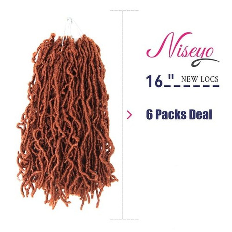 Niseyo Faux Locs Crochet Hair 16 Inch Soft locs, 6 Packs Short Crochet Locs Pre Looped Crotchet Straight Synthetic Hair Extensions (350#, Ginger Red)