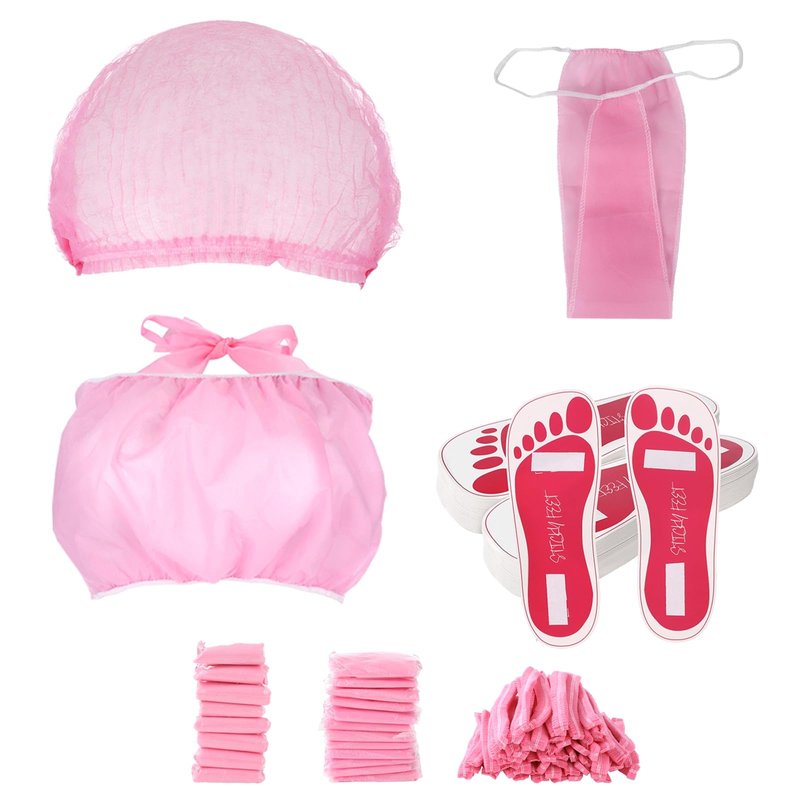 100 PCS Spray Tan Accessories, Disposable Spray Tan Accessories Set with Feet Pads Hair Caps Bra Underwear, Beach Tanning Wear Kit for Home Self Tanning Salon Use