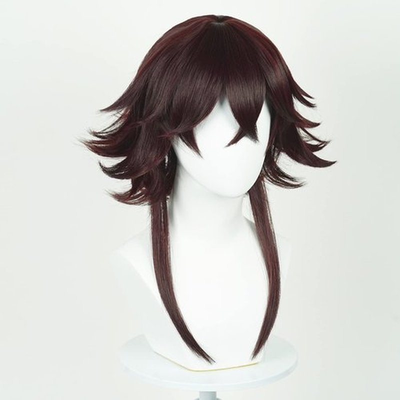 Short Brown Cosplay Wig Male Men Anime Layered Fluffy Character Costume Wig Heat Resistant Halloween Party Wig + Wig Cap (Brown)