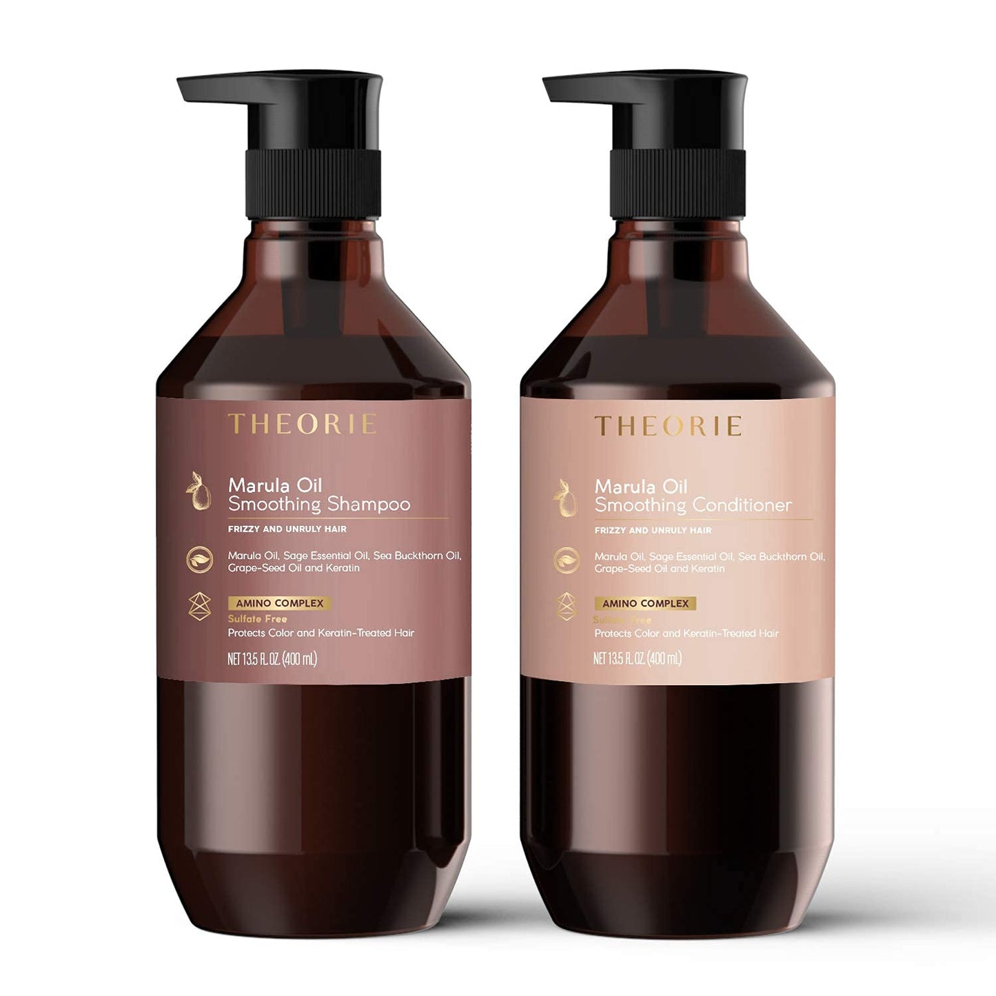 Theorie Smoothing Shampoo - Frizz Control with Marula, Sea Buckthorn & Grape Seed Oils, Sulfate-Free, Gluten-Free, All Hair Types, 800 ML