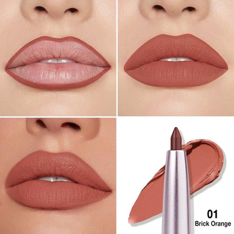 lip liner pencils, Modern Classic Lip Liner, Lip Liner Pigmented Vegan Matte, Lasting Finish Lip Liner, Luxurious Creamy Long Lasting Lip Liner, Prevents Feathering and Fading (01#Cream Orange, 1)
