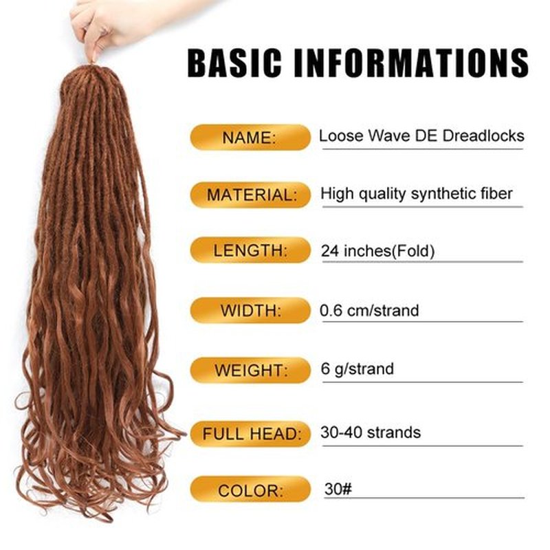 Aguacor Loose Wave Dreadlocks Synthetic French Curly Double Ended Dreadlock Extensions 24inches 10 Strands Thin Soft Dark Brown Spanish Curly DE Dreadlock Extensions for Women (10 Strands, 30#)