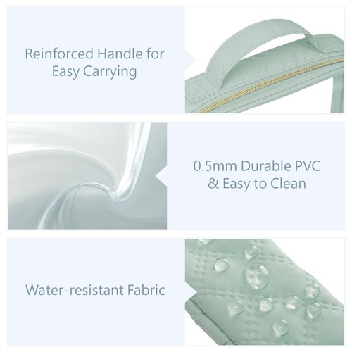 PACKISM TSA Approved Toiletry Bag, 2 Pack Clear Makeup Bags with Handle Large Opening, Clear Toiletry Bags Fit Carry-on Travel Essential, Clear Travel Bags for Toiletries, Laurel Green