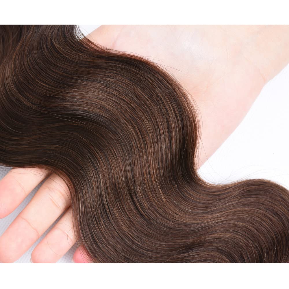 4 Bundles Chocolate Brown Human Hair Bundles 12 12 inch 2 Bundles Brown Body Wave Bundles Dark Brown Body Wave Bundles Human Hair Extensions