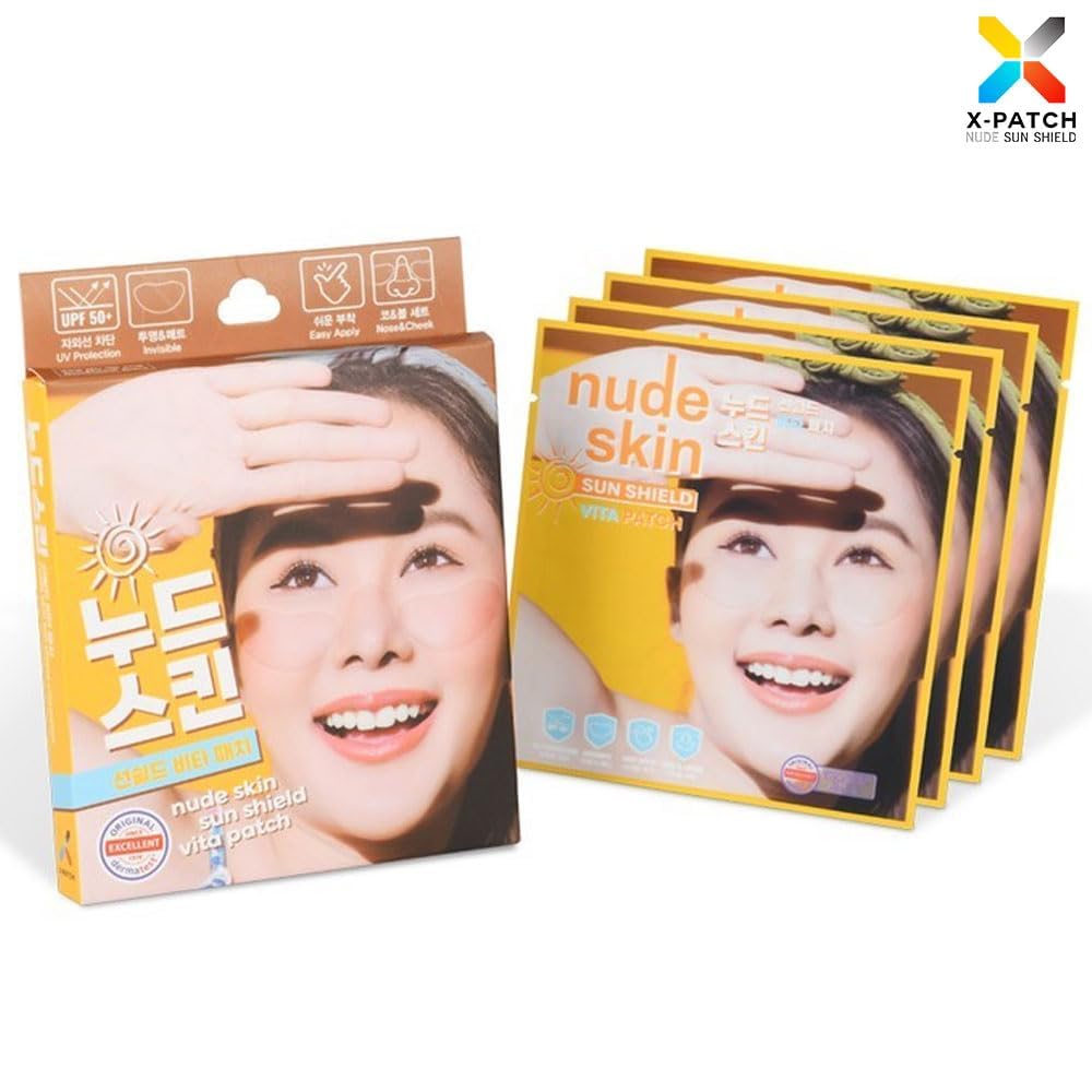 Transparent Sun Patch Ultra Thin Film UPF50+ UV Sunshield, Naked Nude Skin Patch, See-Through Makeup, 8 Cheek Patches + 4 Nose Patches, Ideal for Sports & Outdoor Activities
