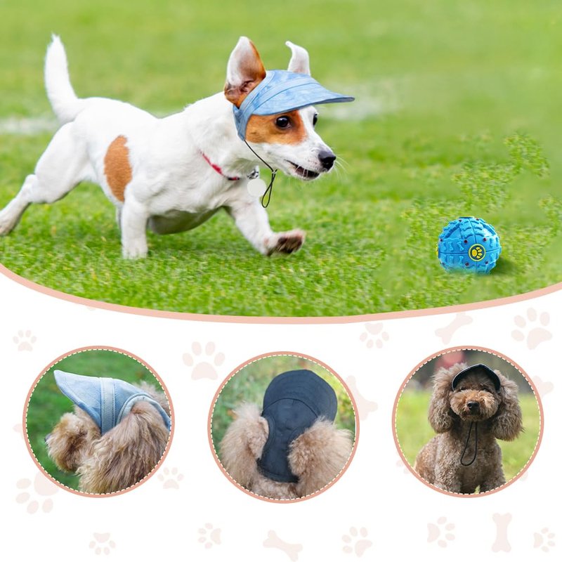 Auiepet Outdoor Sun Protection Hat for Dogs, Canvas Dog Hat with Ear Holes and Adjustable Neck Strap (Black, S)