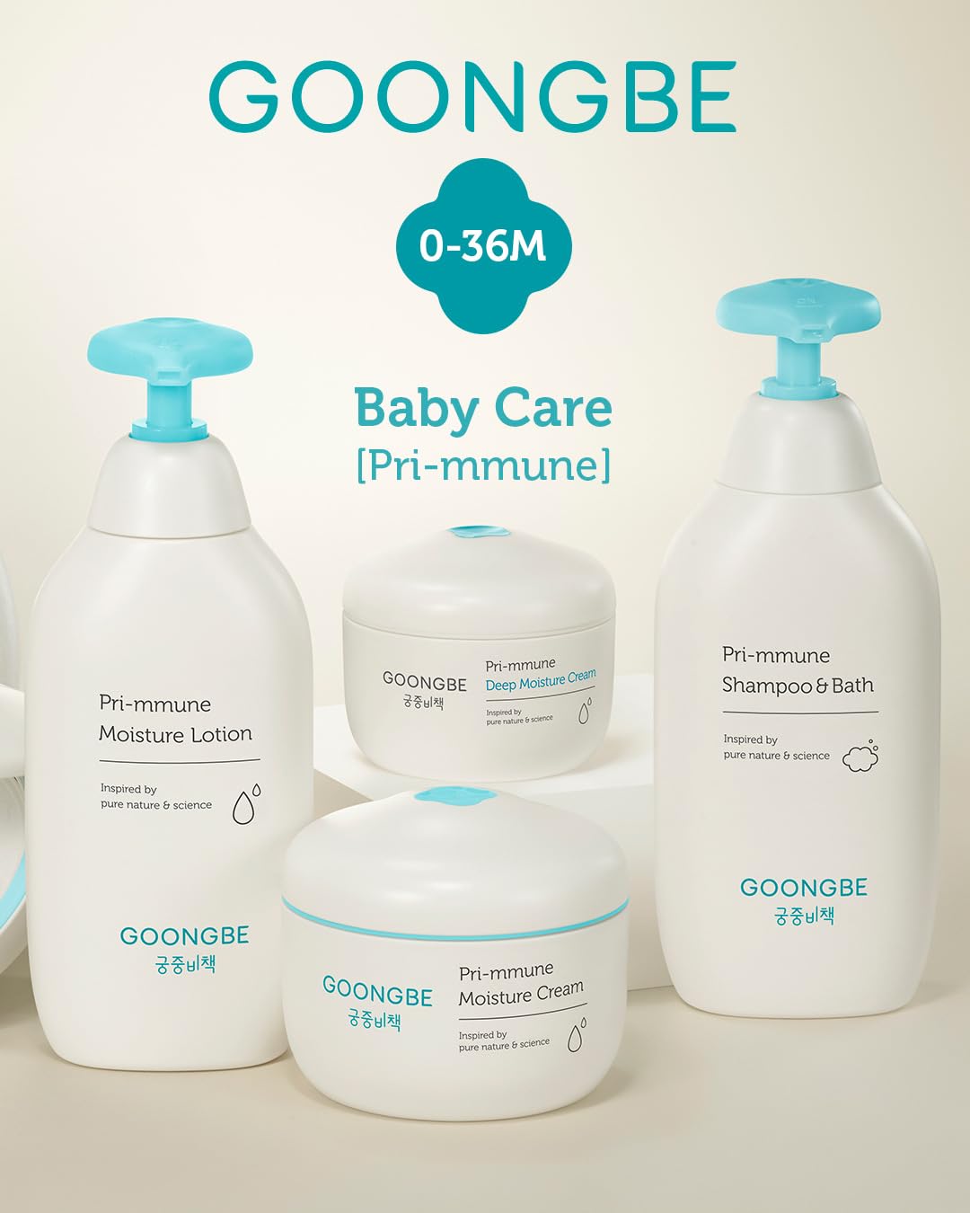 GOONGBE Pri-mmune Deep Moisture Cream - Korean Baby Moisturizer with Ceramide & Amino Acid - Skin Protectant 72hrs Moisturizing Cream for Face and Body - For Chafed & Sensitive Skin - 3.38oz.