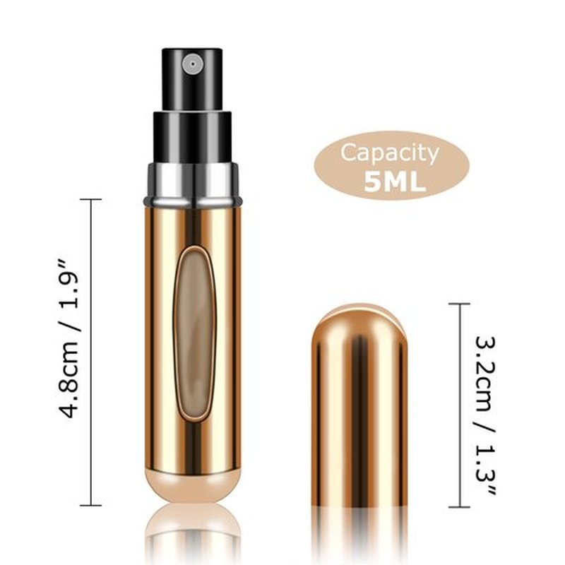 Fivexing 4Pcs Refillable Perfume Atomizer Bottles,Portable Mini Separate Perfume Bottle,Travel and Outings Spray Boxes Dispensers 5ml/0.2oz(Gold)