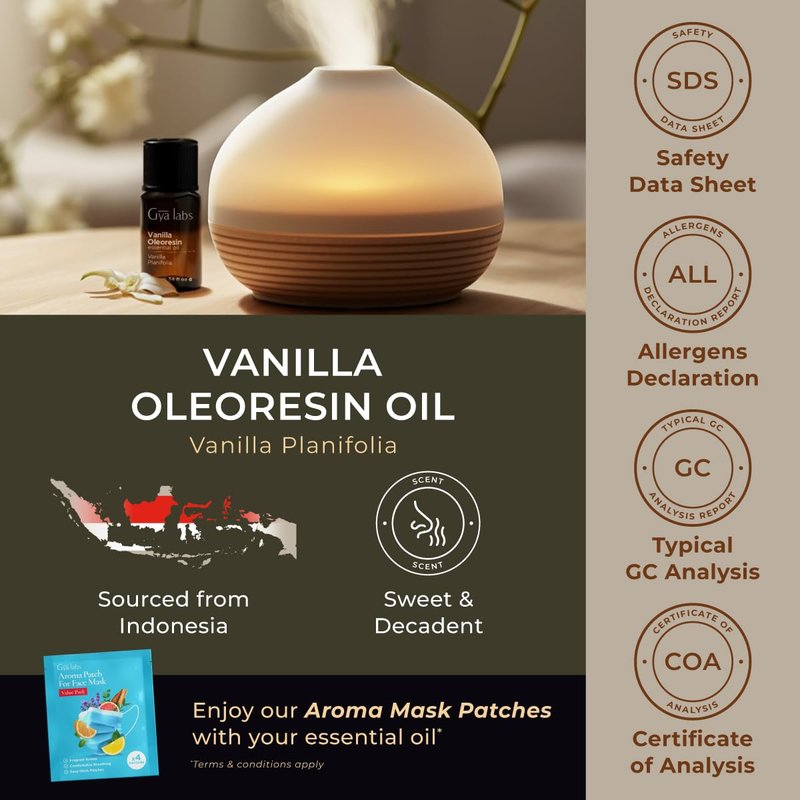 100% Pure Vanilla Essential Oil - 0.34 Fl Oz - Vanilla Oil for Hair, Skin, Diffuser, Aromatherapy & DIY Candle Making Scent