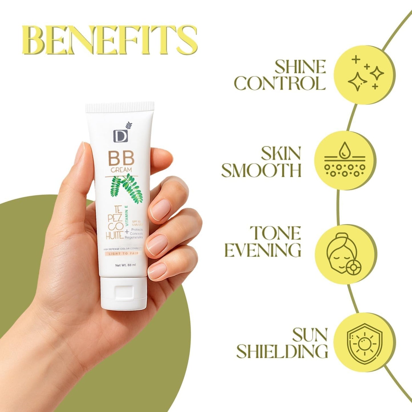 FPS 50-3 in 1 Protects, Corrects, and Regenerates | With Tepezcohuite, Vitamin E, Chamomile, and Licorice | Moisturizer + Sun Protection + Bronzed Finish | Non-Comedogenic | Shine Control