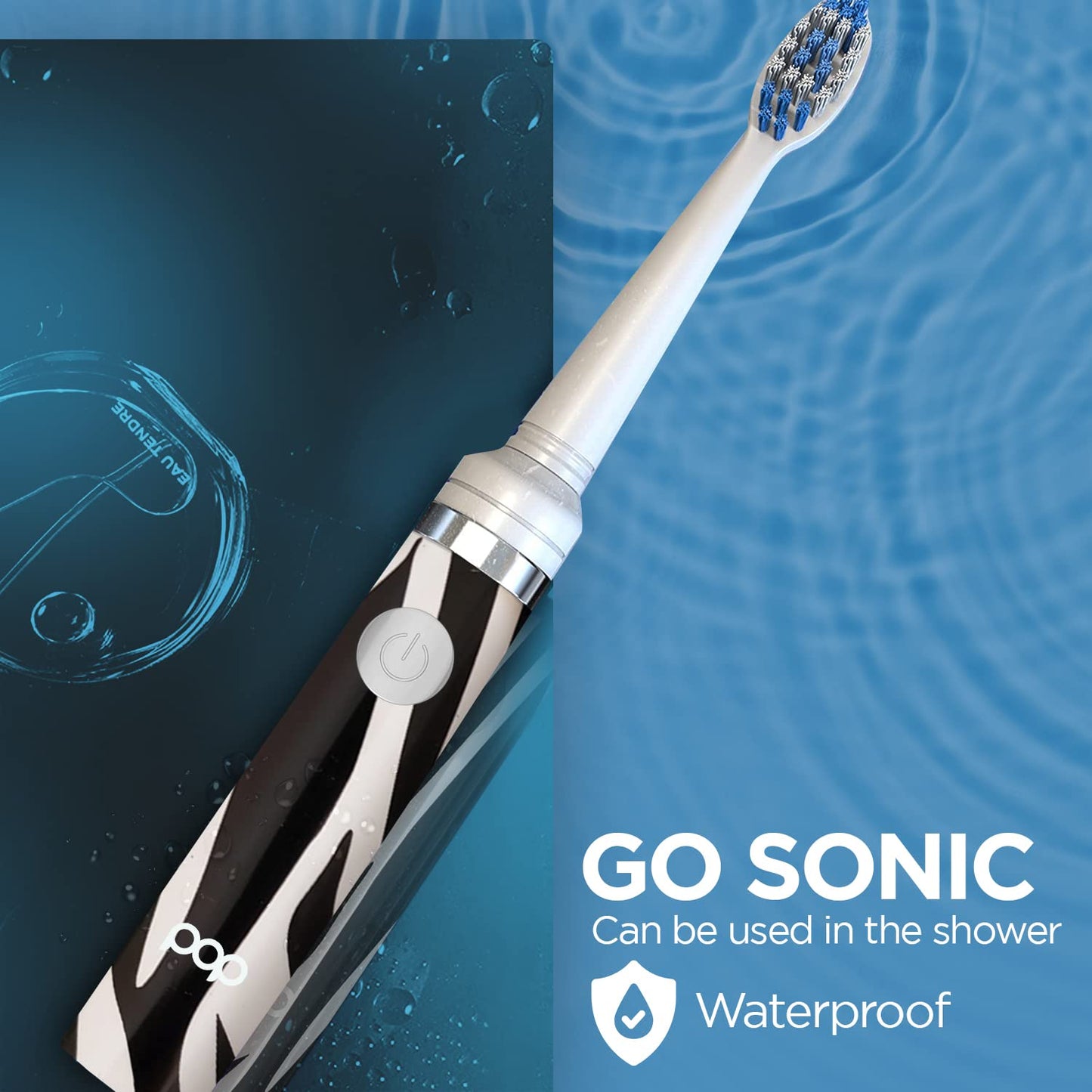 Pop Sonic Electric Toothbrush (Zebra) - Travel Toothbrushes w/AAA Battery | Kids Electric Toothbrushes with 2 Speed & 15,000-30,000 Strokes/Minute, Dupont Nylon Bristles