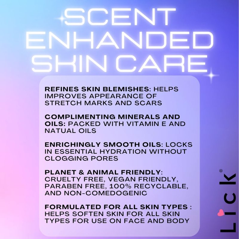 LICK Lavender Floral Scented Body Oil – Lightweight Daily Hydration with Almond Oil & Vitamin E – 4 oz